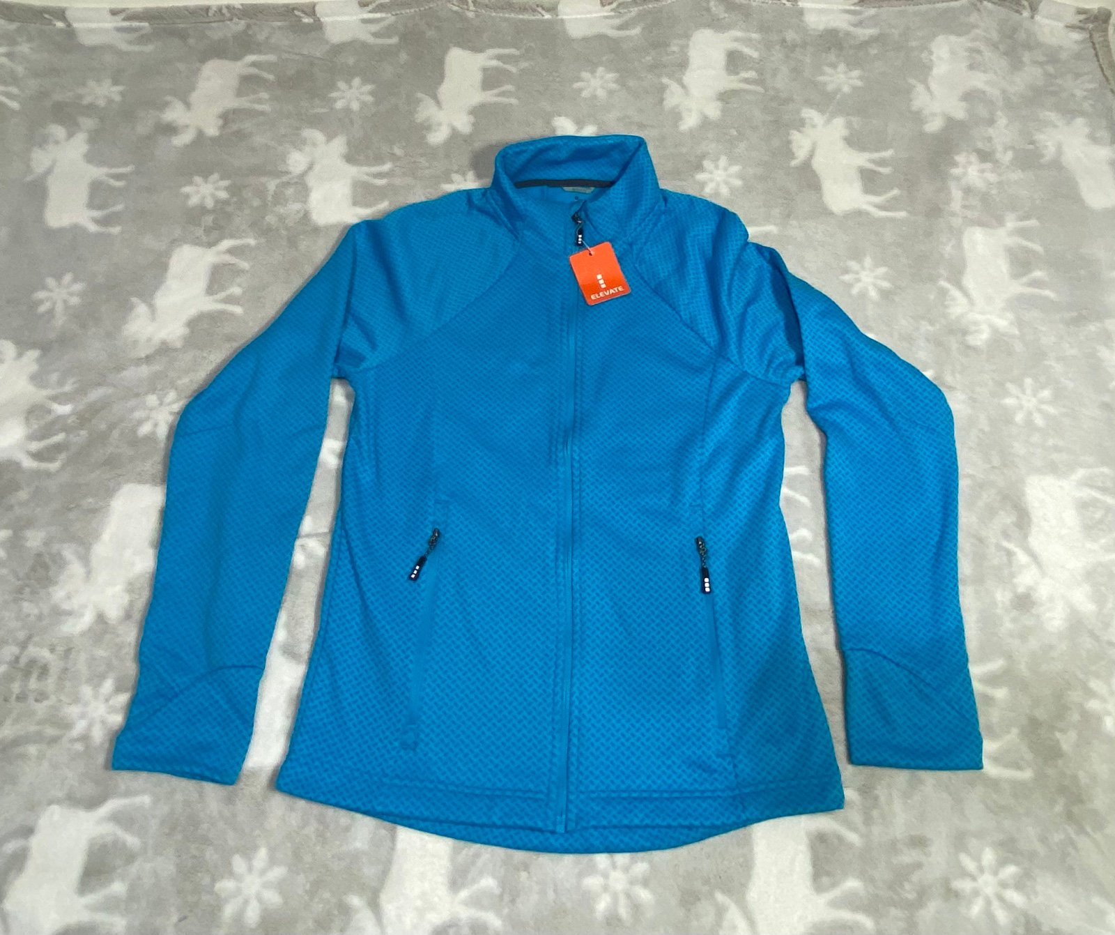 Elevate Men's Homes Fleece Zip Up Long Sleeve Jacket Collared Pockets Aspen Blue