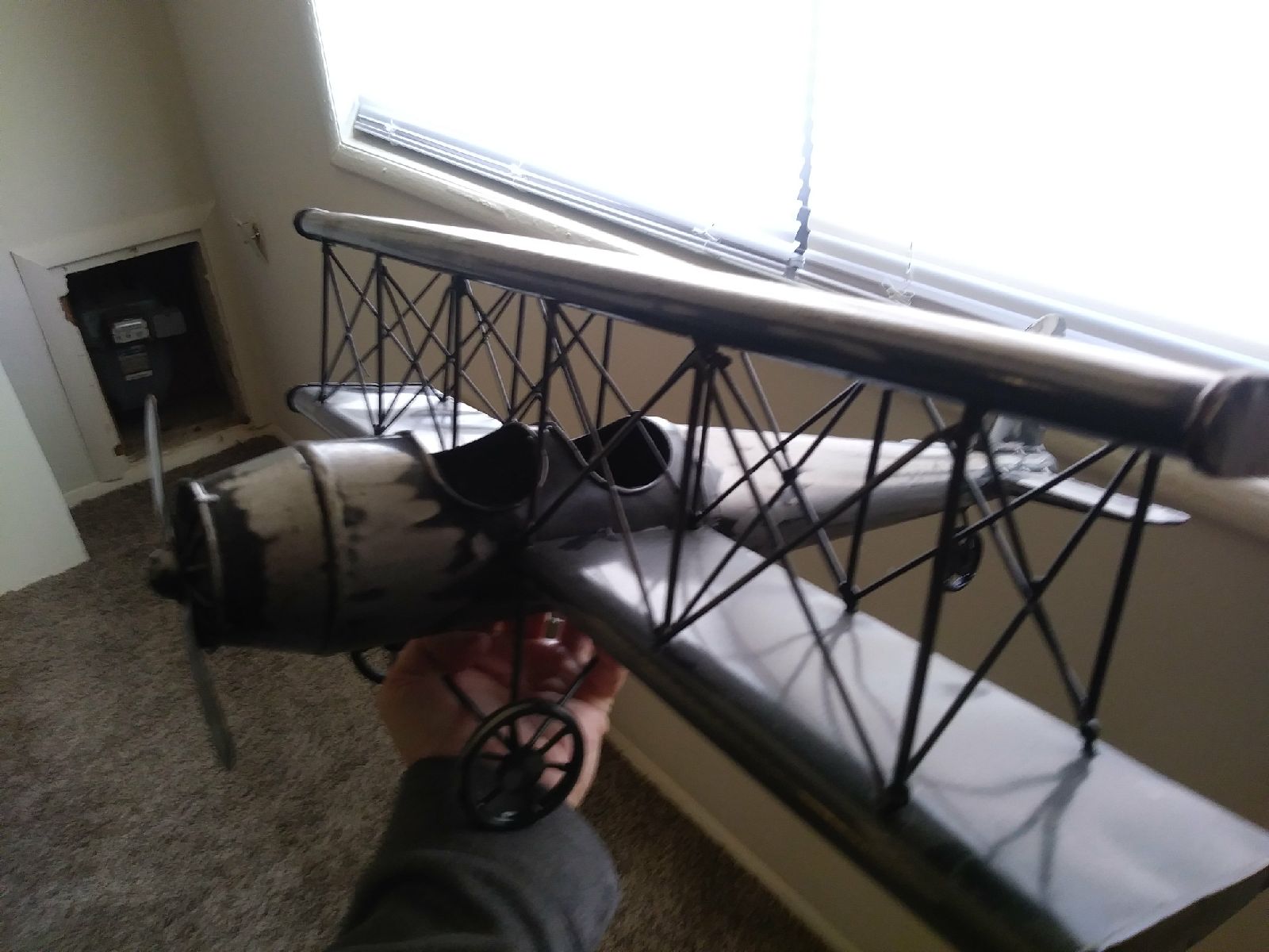 Steel bi-plane art work 20".