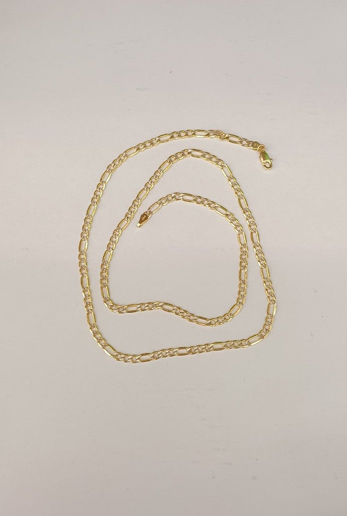 14kt real gold Figaro daimond cut chai 20 inches