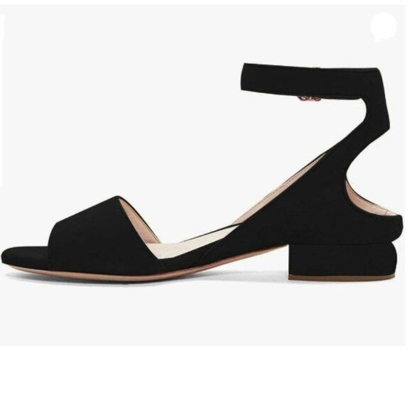 XYD Strappy Low Heel Sandal Pumps for Women Open Toe Ankle Strap Slingback Black