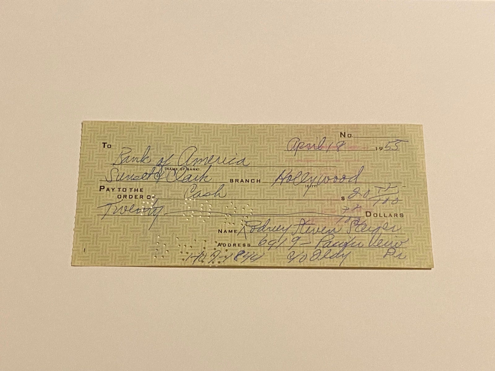 Signed Actor Rod Steiger Cleared Check