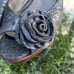 Salpy Hayden Womens Navy Cobra Kitten Wooden Heels Made in Italy Sz 9 MSRP 415!