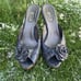 Salpy Hayden Womens Navy Cobra Kitten Wooden Heels Made in Italy Sz 9 MSRP 415!
