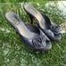 Salpy Hayden Womens Navy Cobra Kitten Wooden Heels Made in Italy Sz 9 MSRP 415!