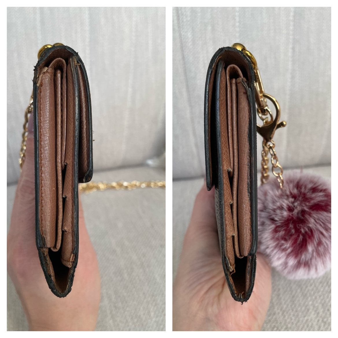 Louis Vuitton Monogram Crossbody shops Wallet (Maroon)
