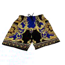 6-91 VERSACE Men's Swim Trunks Long Renaissance Baroque Blue/Gold Size 3/XS