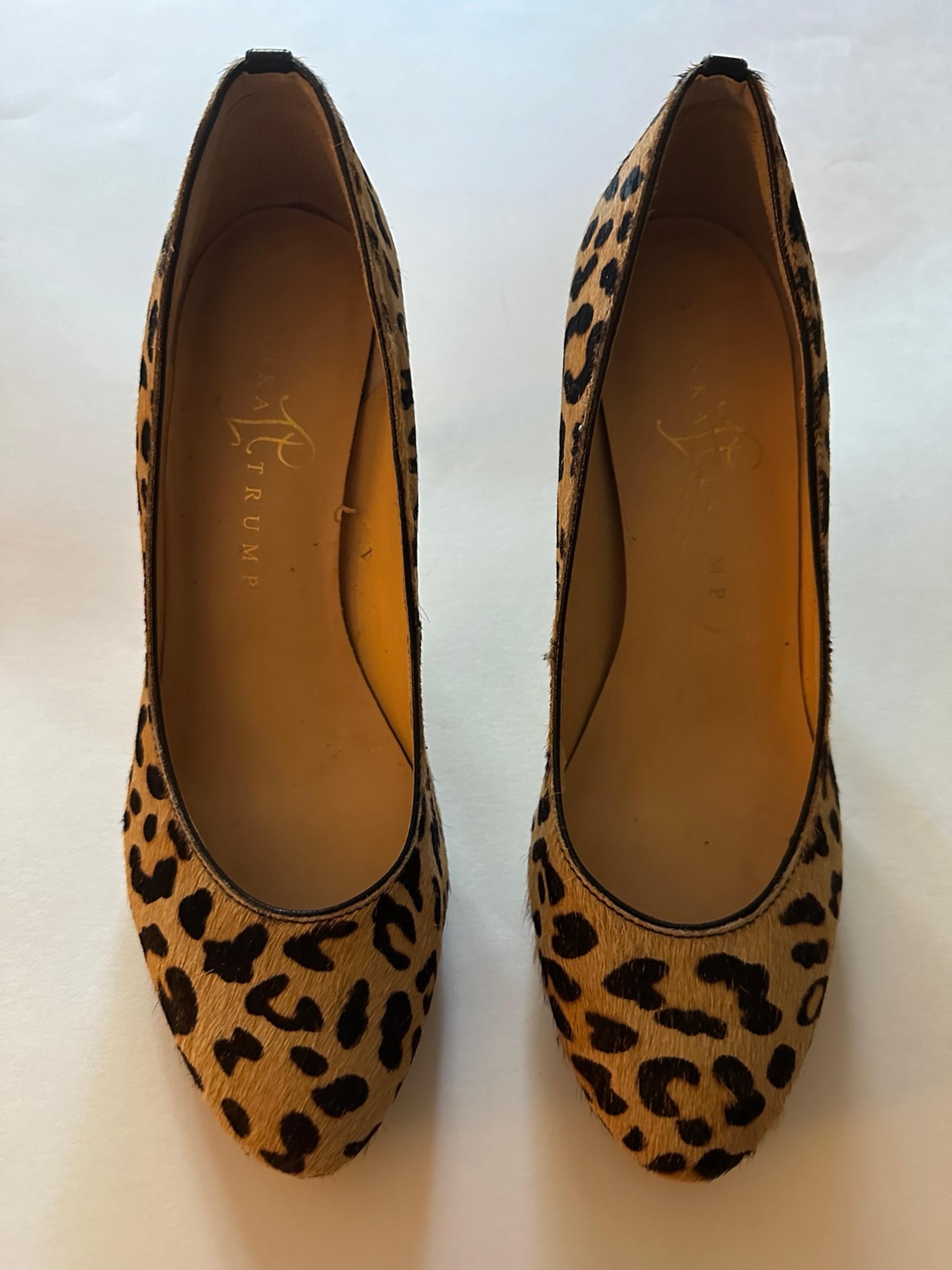 Ivanka Trump Leopard Animal Print Pump Heel Shoe Leather Calf Hair size 6 1/2
