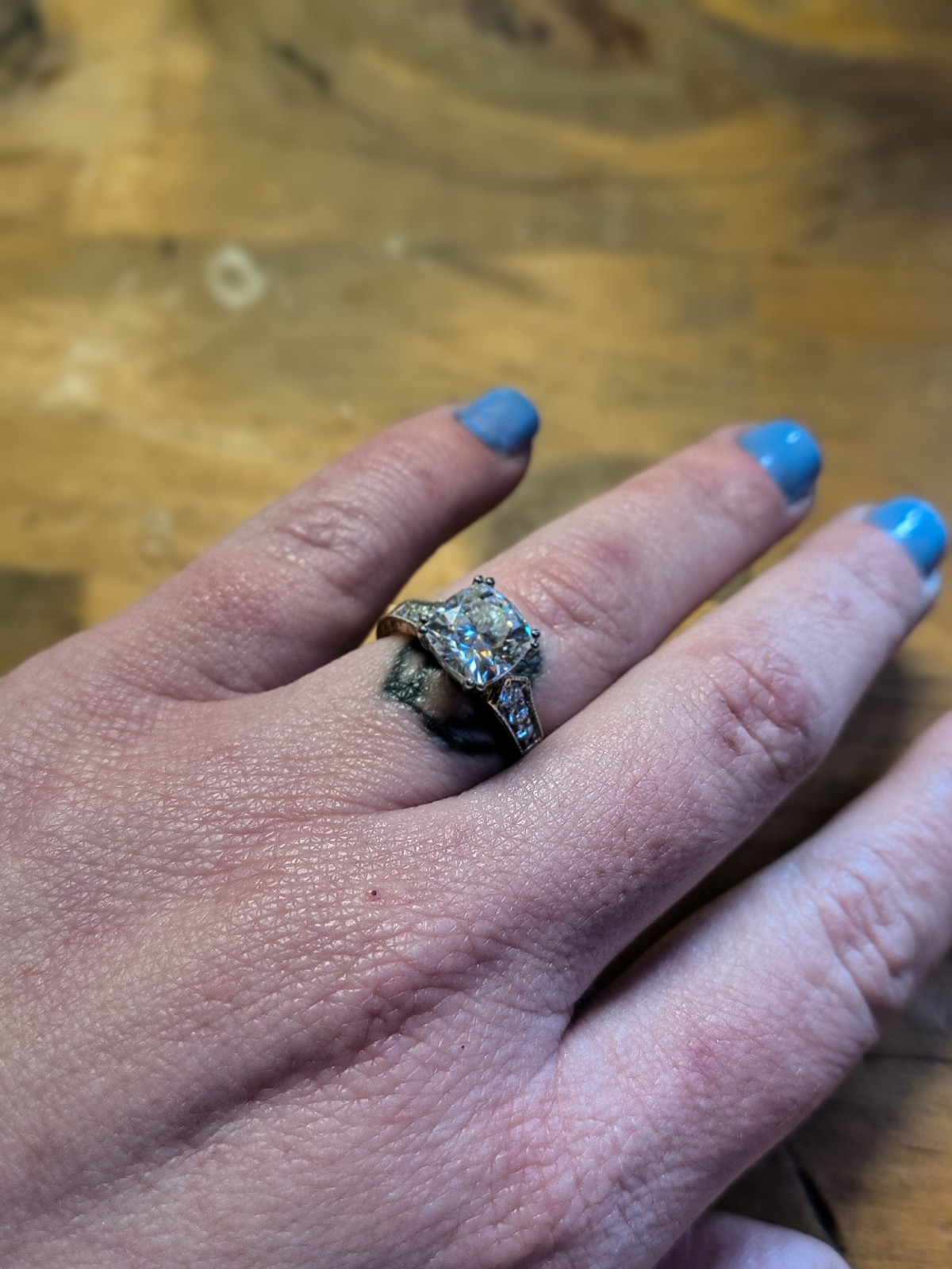 2ct DovEggs 10kt gold moissanite ring
