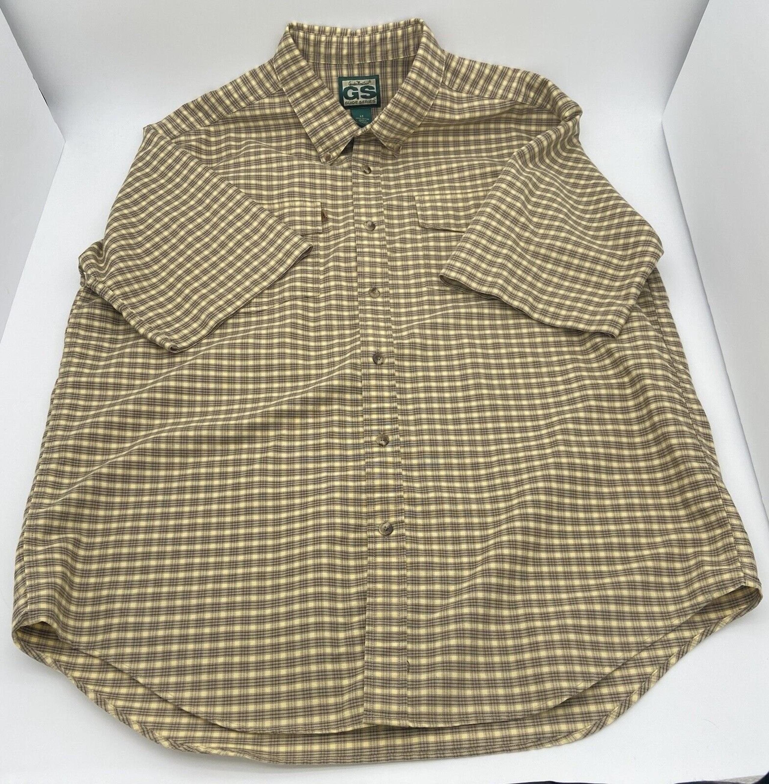Gander Mountain Short Sleeve Shirt Yellow Men's Large Tall Button Down Shirt