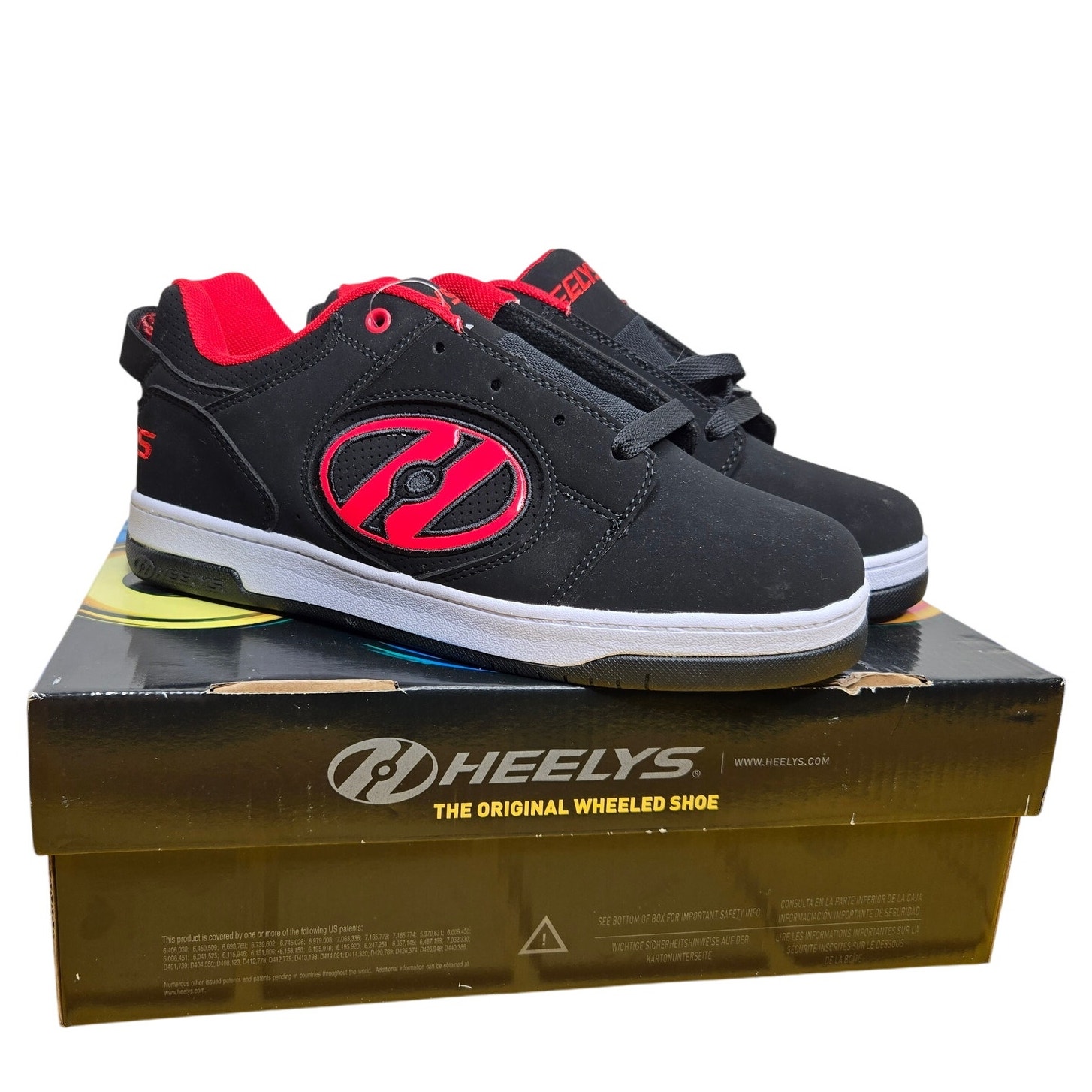 NIB Heelys The Original Wheeled Shoe Voyager Black/Red Mens Shoes SZ 8 Skater