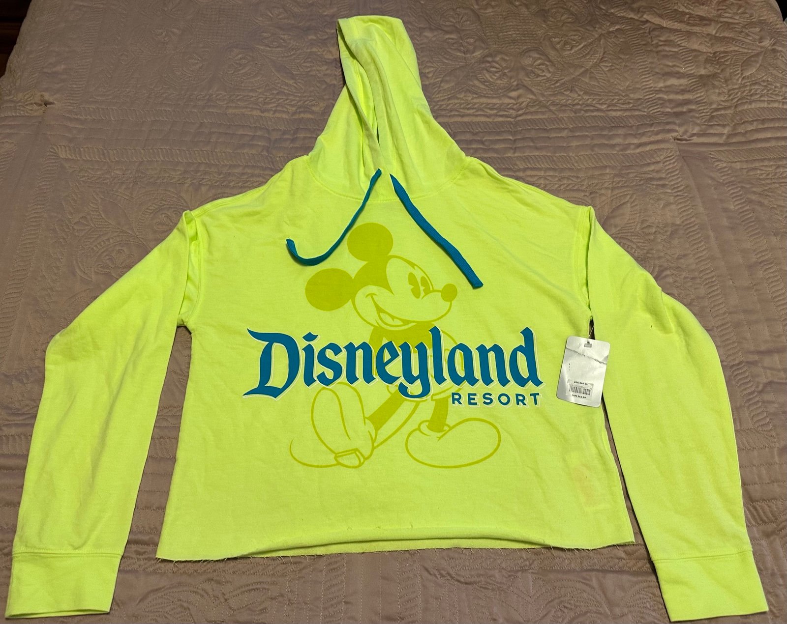 Women’s Medium Disney Disneyland Resort Yellow Crop Sweatshirt With Hoodie
