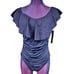 NWT La Blanca Island Goddess Navy Off Shoulder Ruffle One Piece Size 12 B96