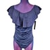 NWT La Blanca Island Goddess Navy Off Shoulder Ruffle One Piece Size 12 B96