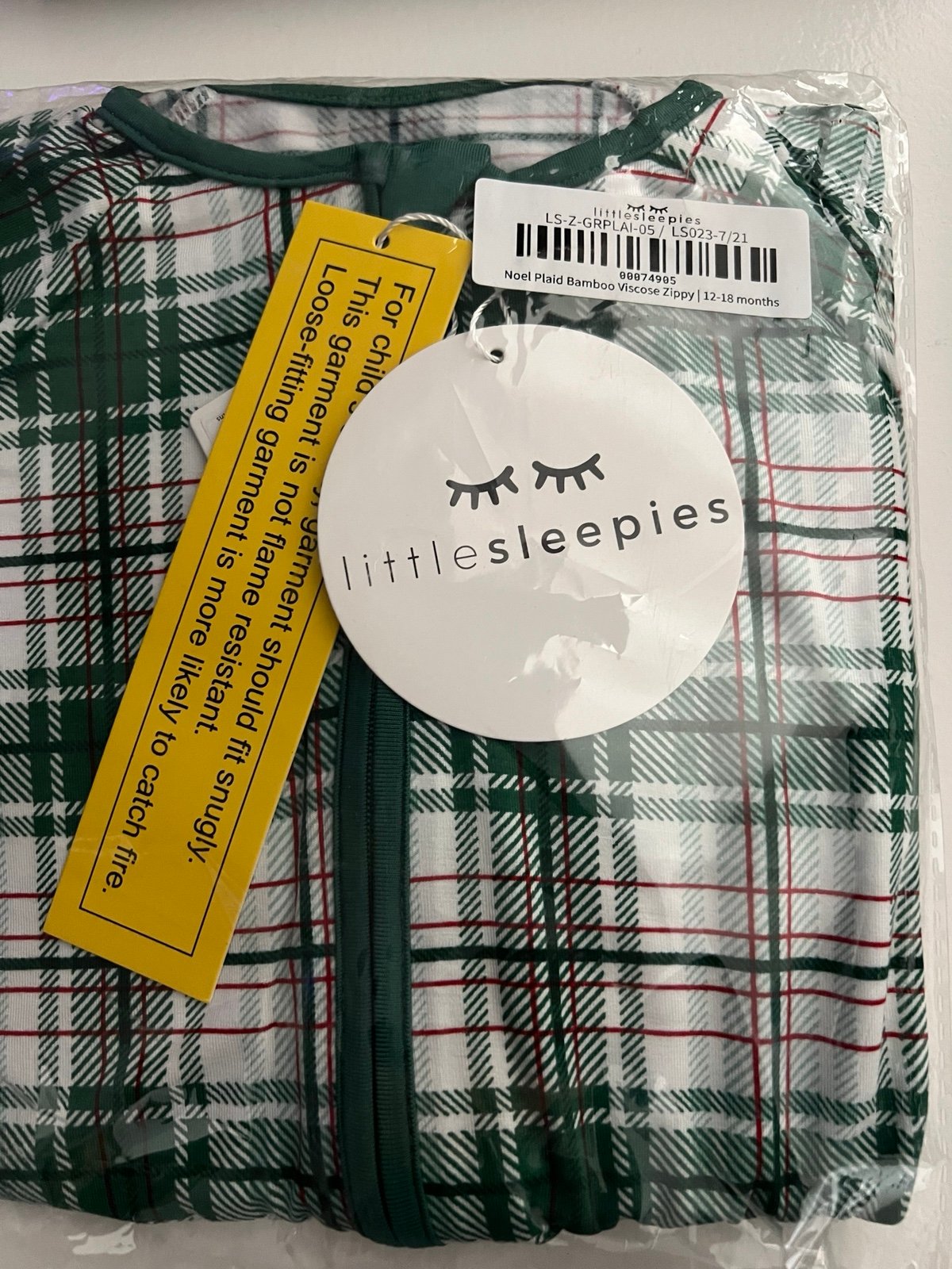 Little sleepies noel plaid 12-18mo zippy
