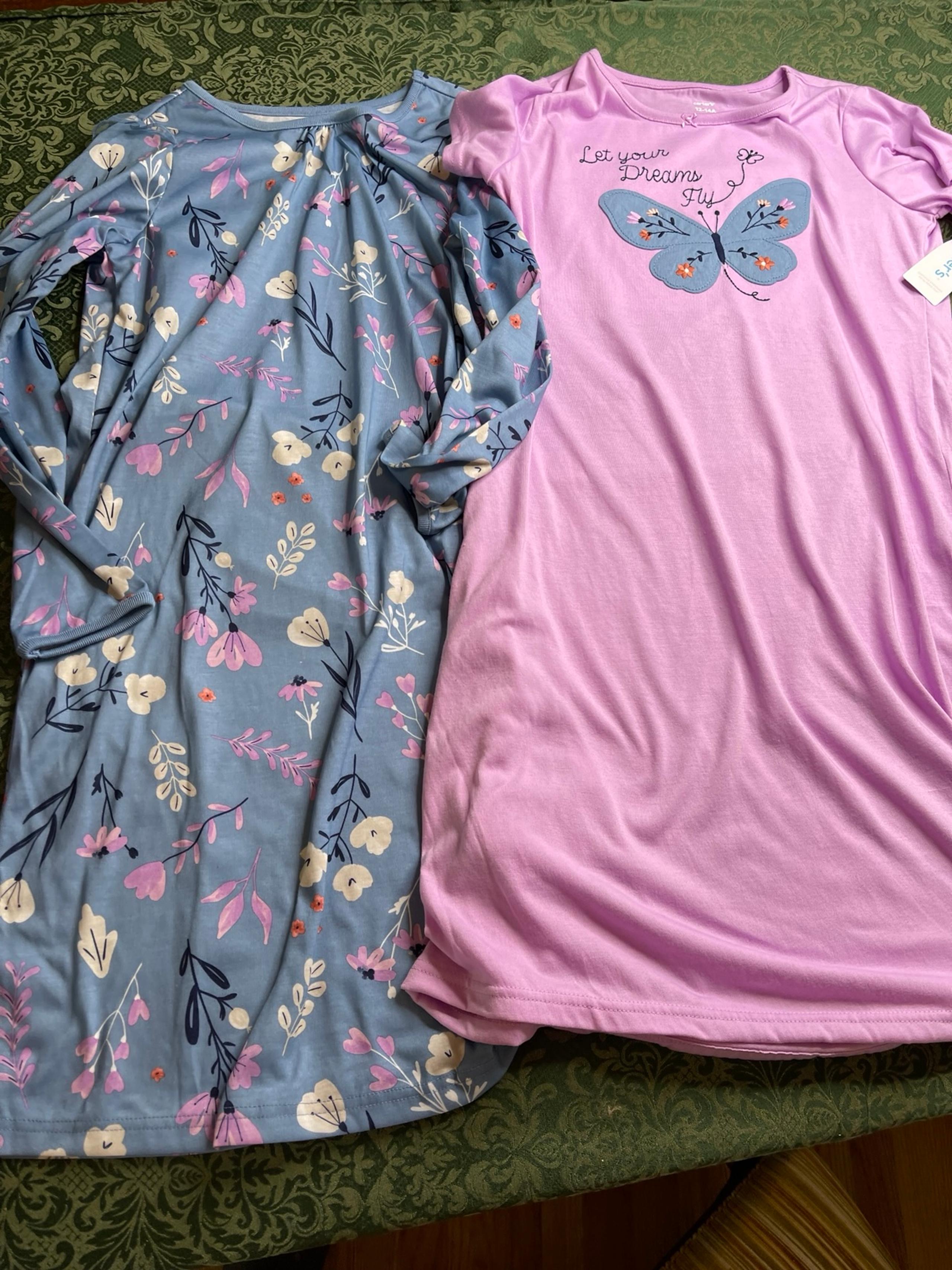 NWT 12 14 embroidered Carters Butterflies FLoral nightgown bundle set nightshirt