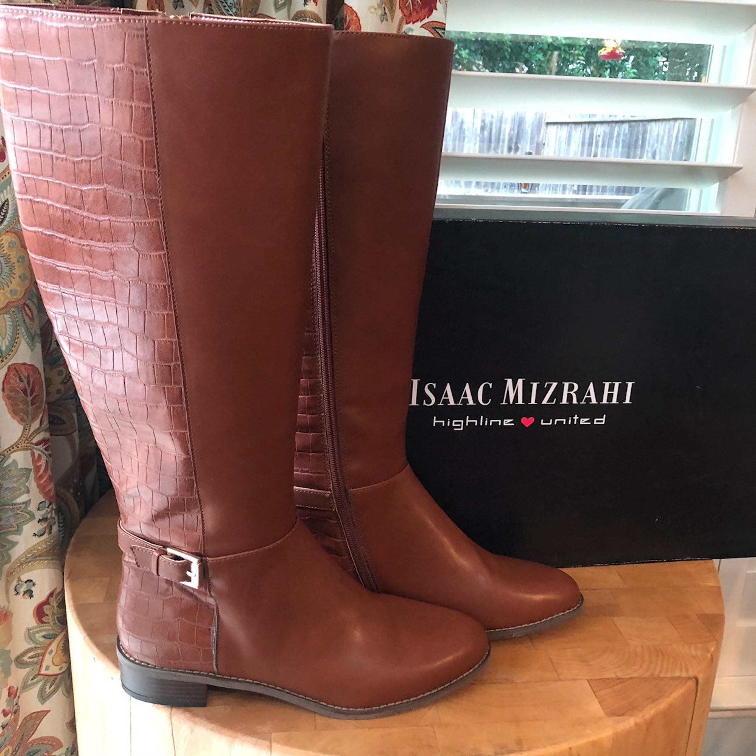 **ISAAC MIZRAHI Croc Tall Boots Size 8.5