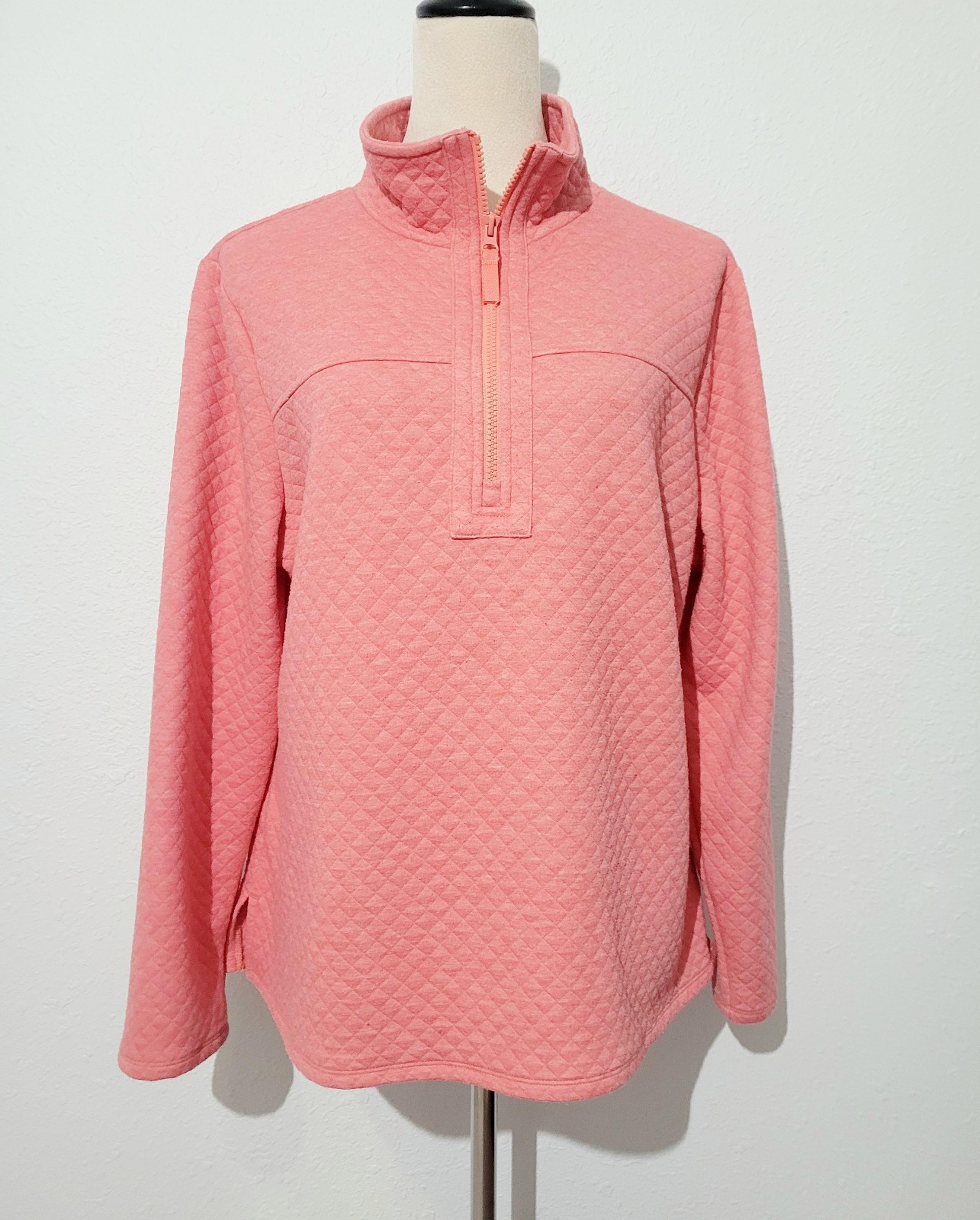 Croft & Barrow Women's Quilted Quarter-Zip Casual Top Sweatshirt Size Large
