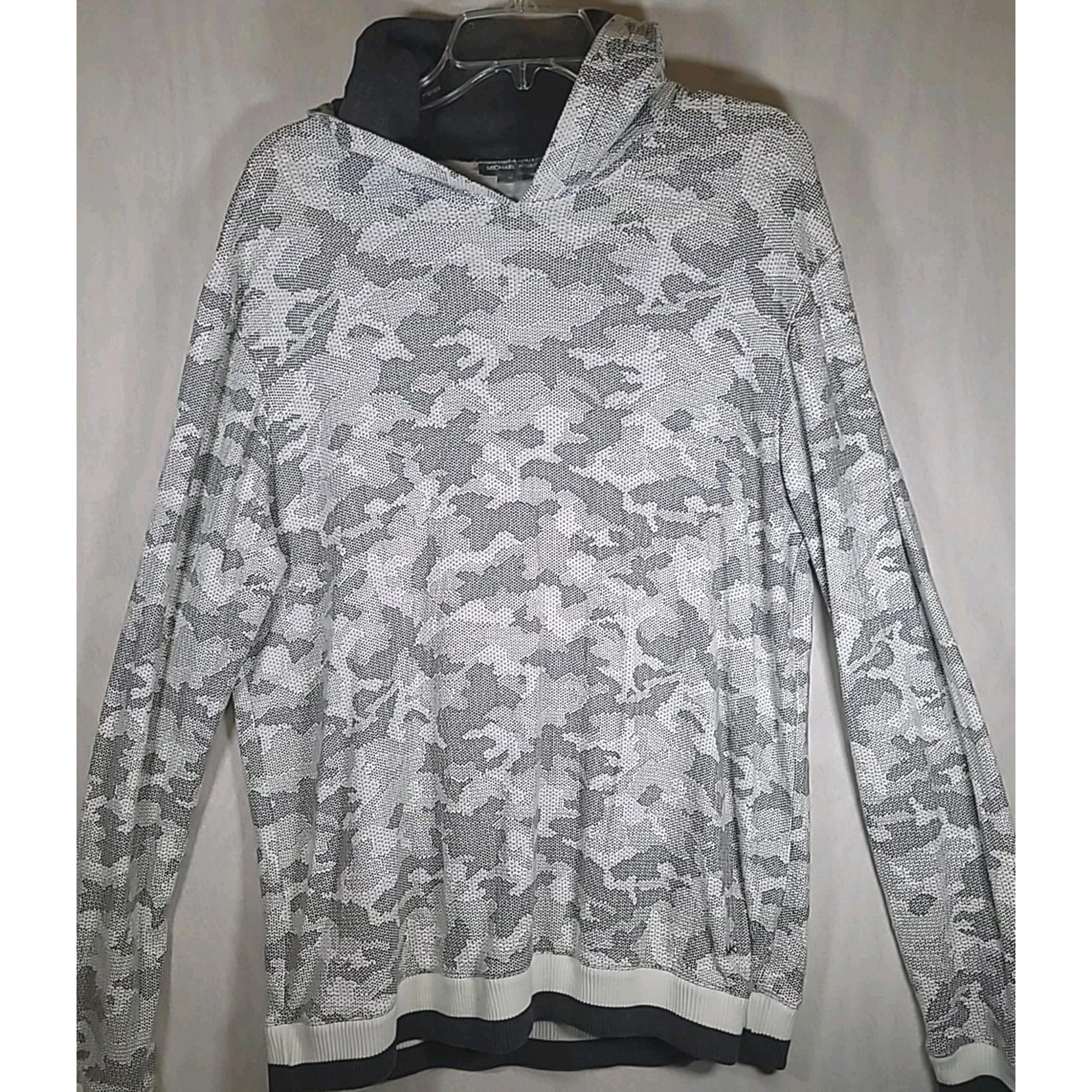 Michael Kors Pullover Hoodie Mens Size Medium Heavy Knit Long Sleeve Lined Hoodi