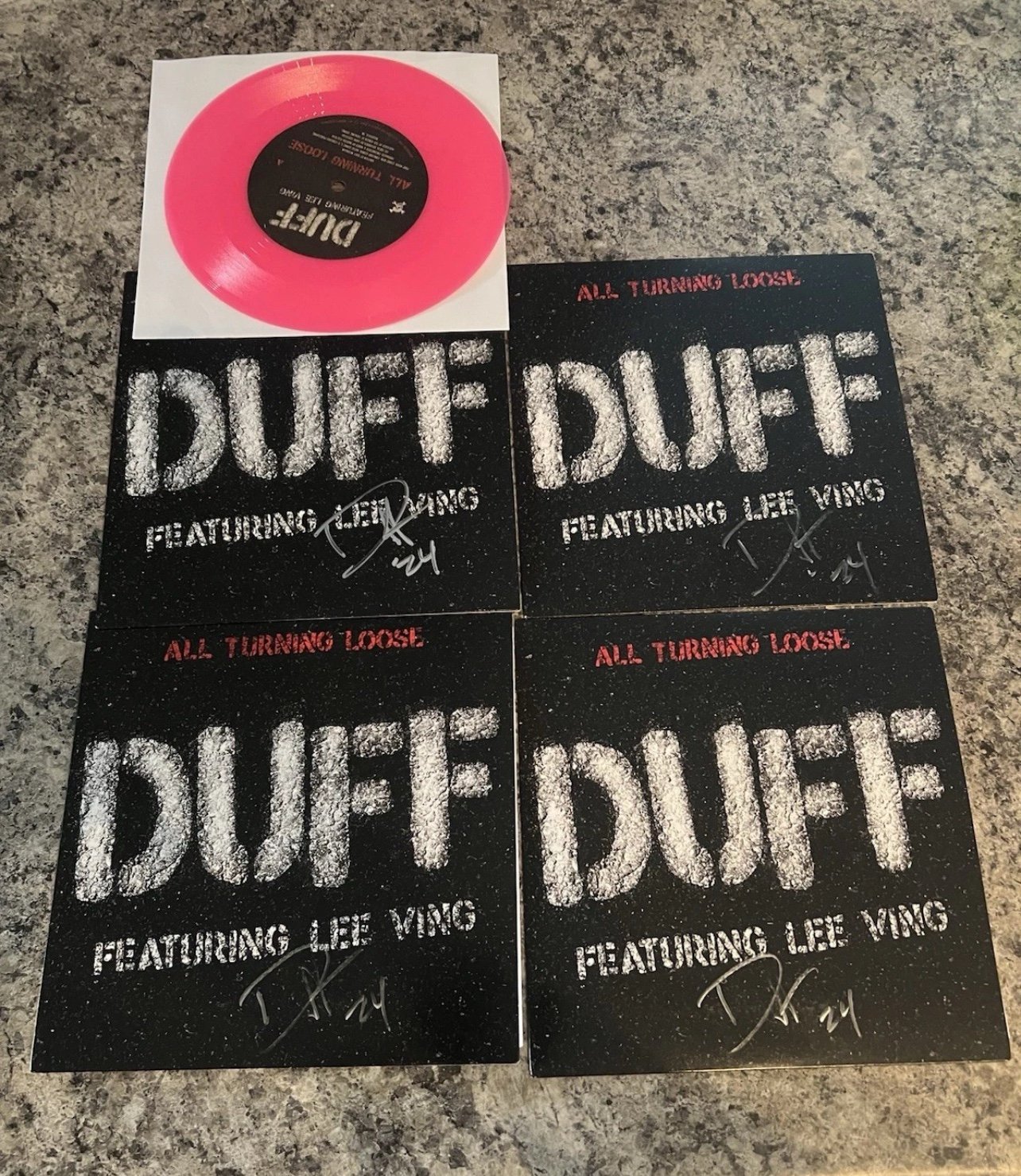 Duff McKagan Signed Pink 7” Record All Turning Loose Autographed