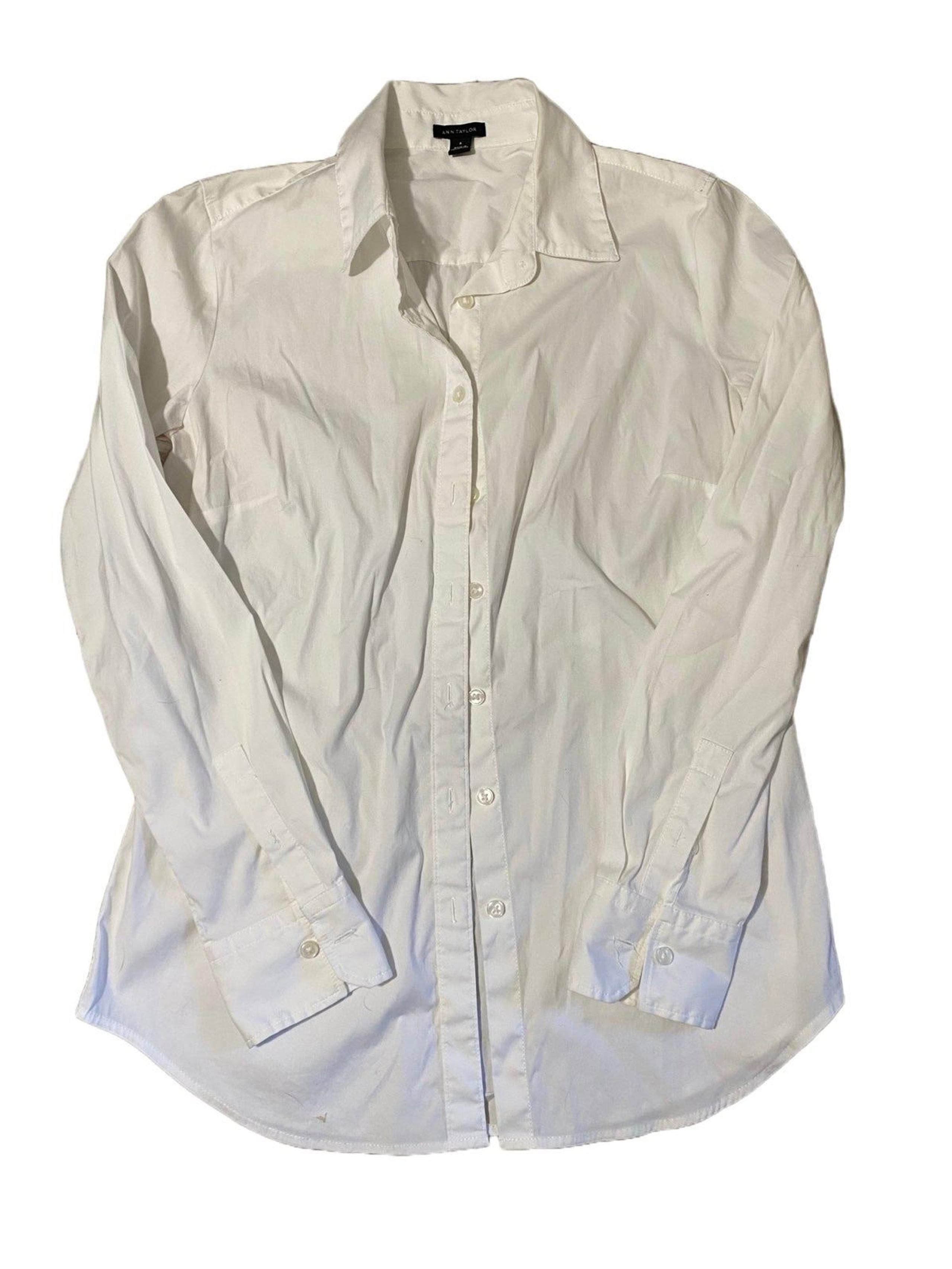 Ann Taylor Womens white career wear button down shirt