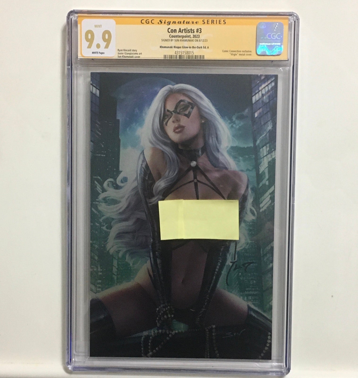 Con Artists #3 Sun Khamunaki CGC 9.9 SS Naughty Glow In The Dark Metal Cover