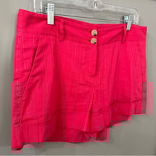 Theory Shorts Pink Pinstriped Linen Shorts Cuffed Hem Size 10