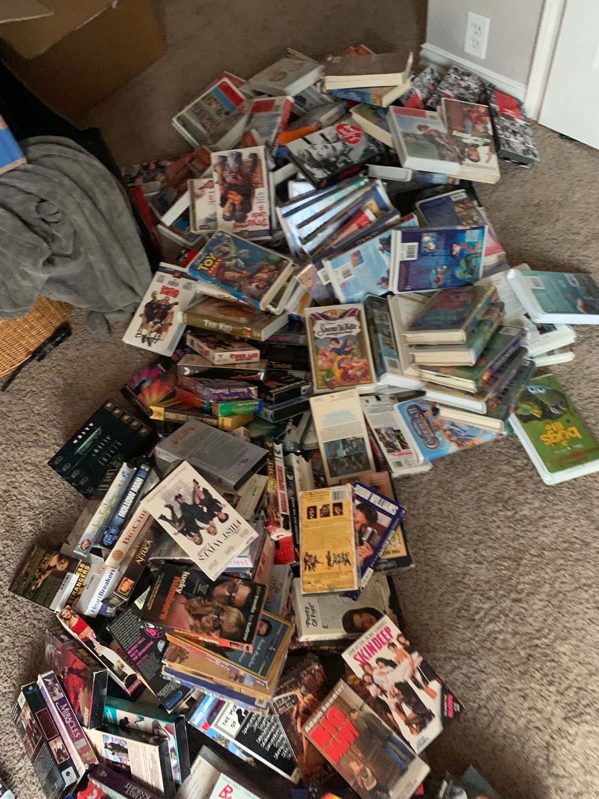 A bunch of old vhs tapes