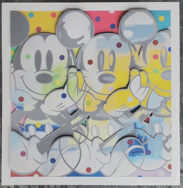 3D Mickey Mouse Pop Art by Ben Allen HAND SIGNED & NUMBERED Meditation Mickey