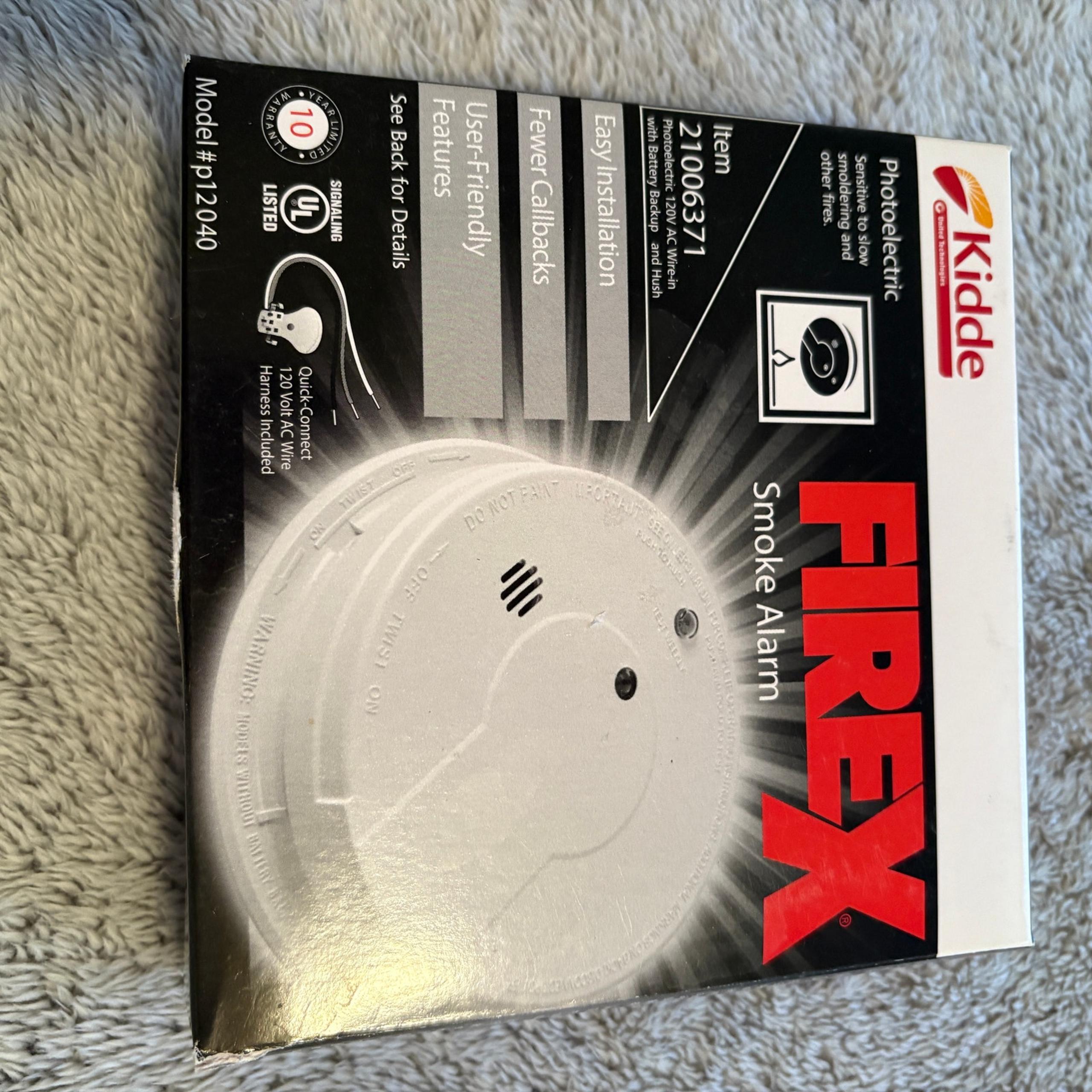 KIDDE FIREX 21006371 AC Hardwired Interconnect Photoelectric Smoke Alarm P12040