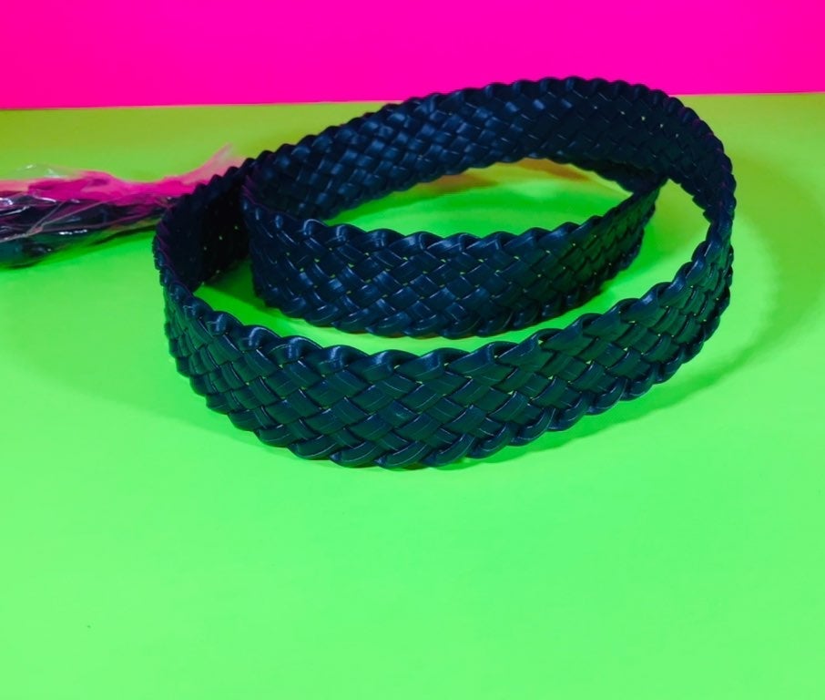 Vintage Navy Blue Woven Braided Belt