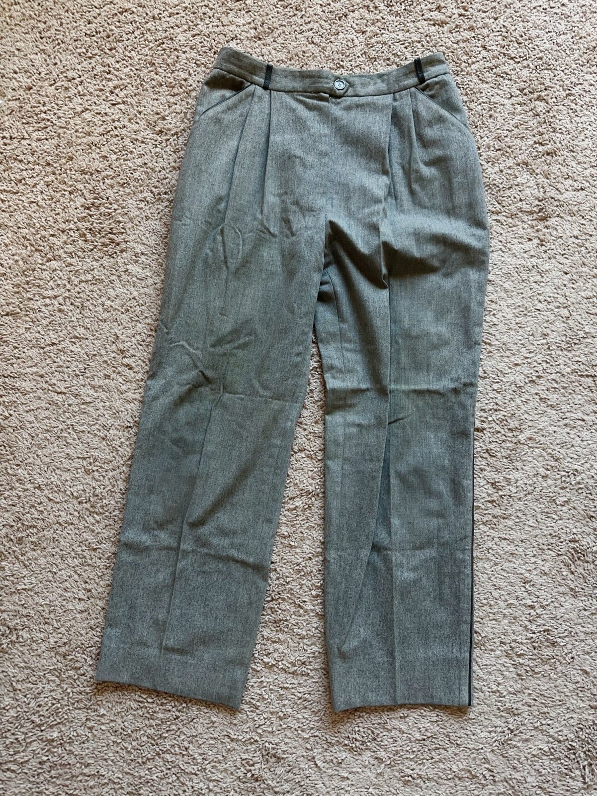 VTG 70s GUCCI High-Rise Flat Front Gray Wool Trouser Pants 100% Lava Wool Italy