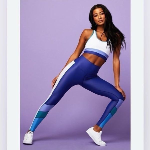 BEACH RIOT | Bailey High Rise Blue Colorblock Leggings Women’s Size Small