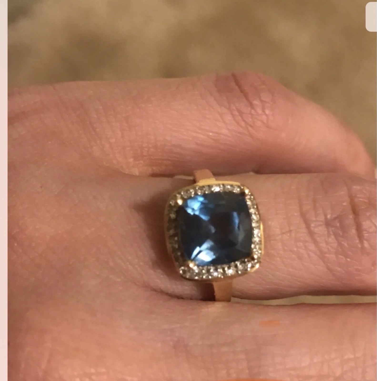 10k blue topaz and Diamond ring