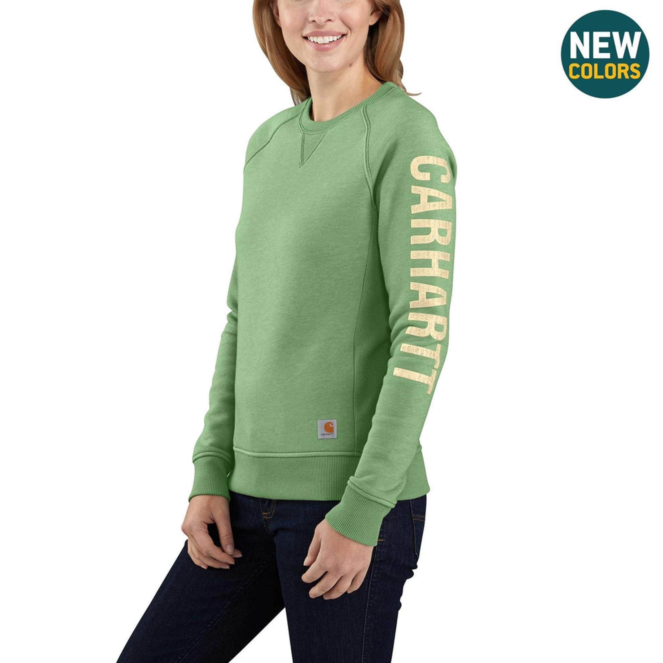 CARHARTT RELAXED FIT MIDWEIGHT CREWNECK BLOCK LOGO SLEEVE SWEATSHIRT / MEDIUM