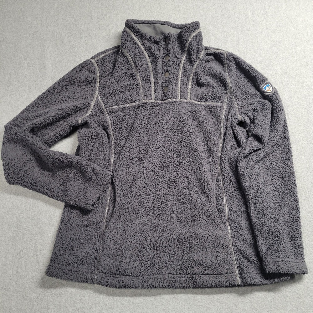 Kuhl Women's Size Small Fleece Gray 1/4 Zip Button Pullover Jacket Gorpcore