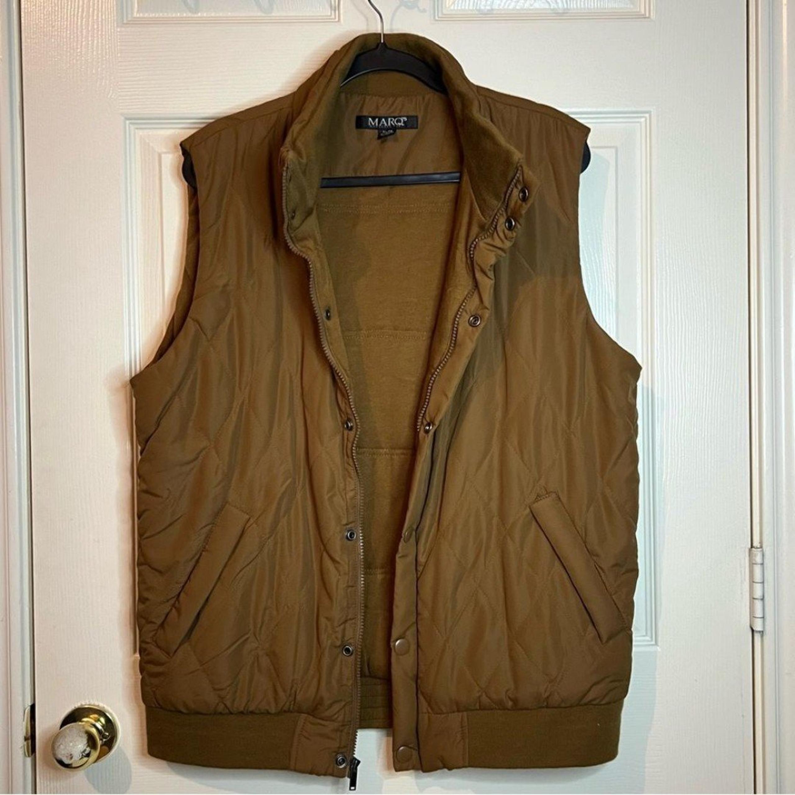 Retro Quilted Puffer Vest Tan Brown