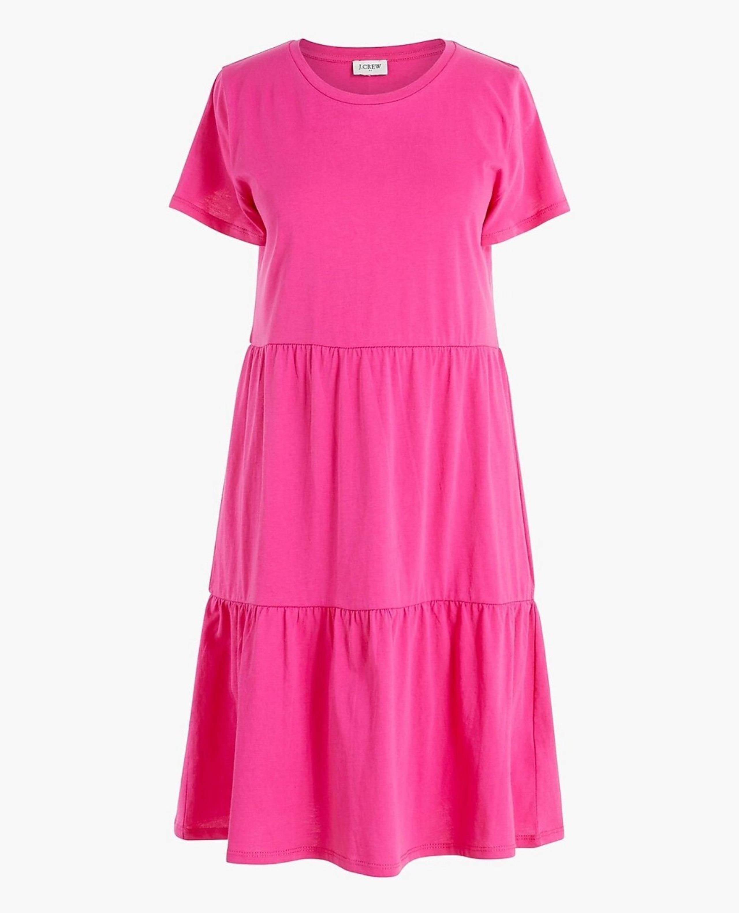 J. Crew Women's Pink Tiered Knee Length Dress Size S Summer Casual