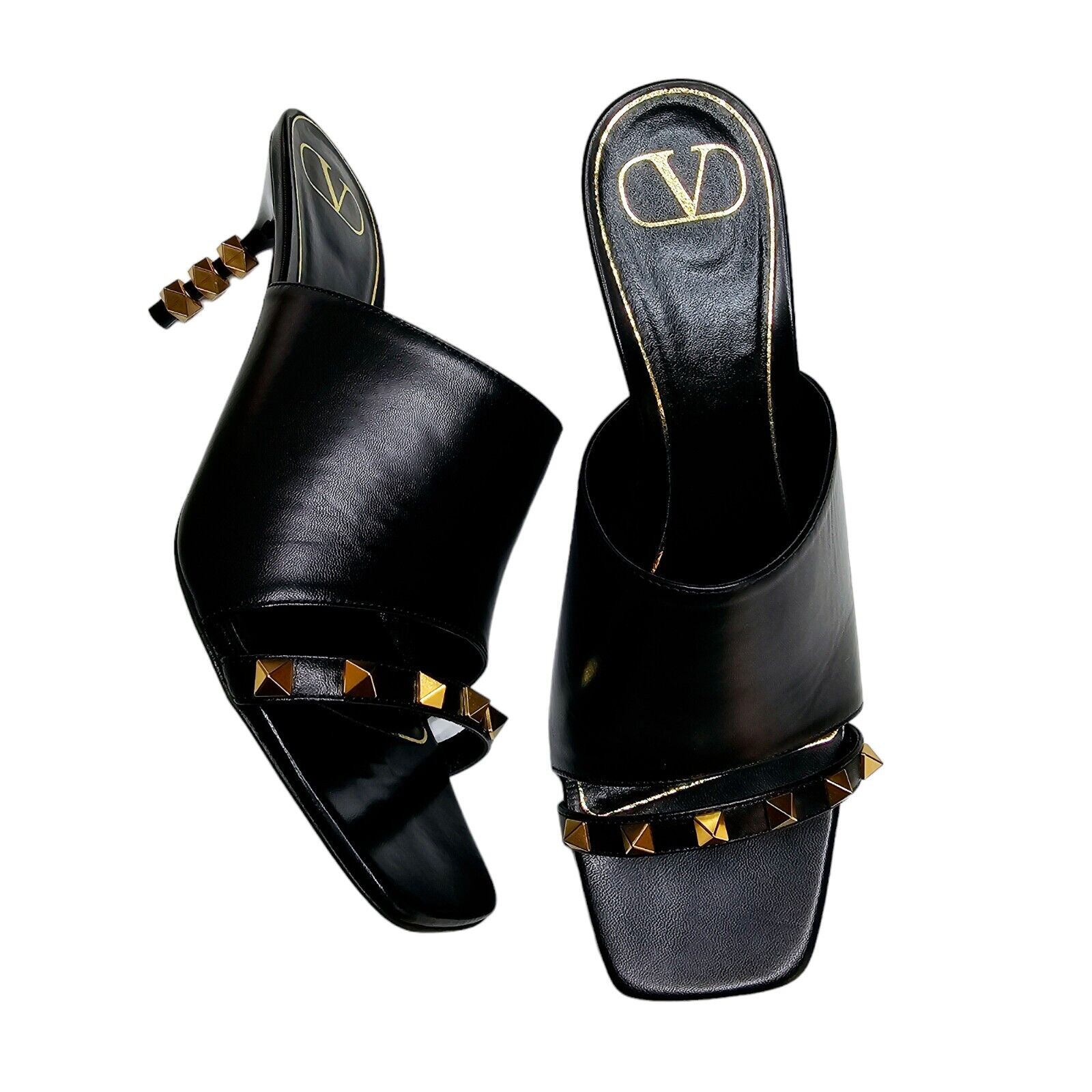 Valentino Garavani 70mm Rockstud Tower Heel Size 38.5 US 8.5 Mule Sandals Black