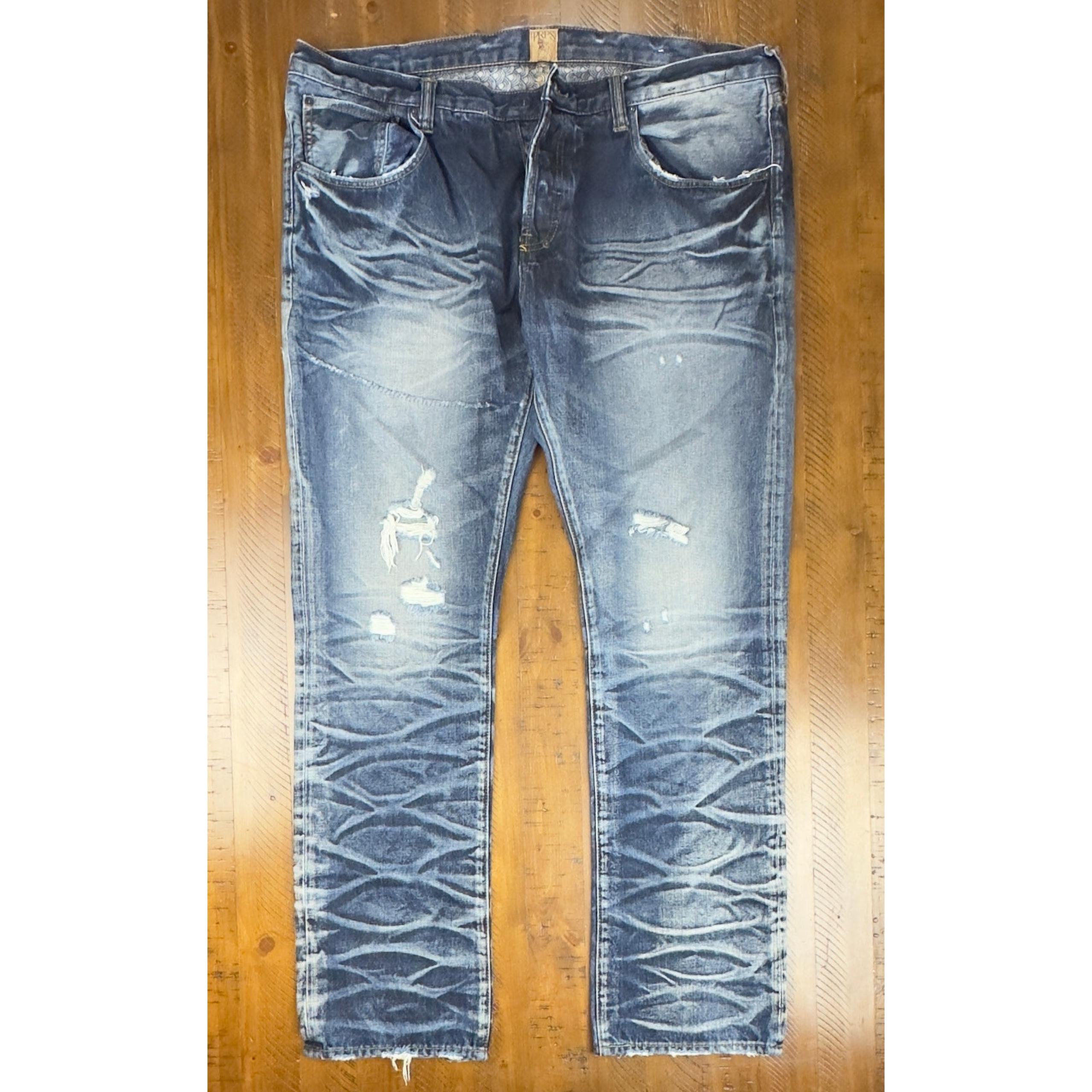 Men's PRPS Jeans Size 42x32 Missing Button Distressed Heavy Whispering Acid Wash