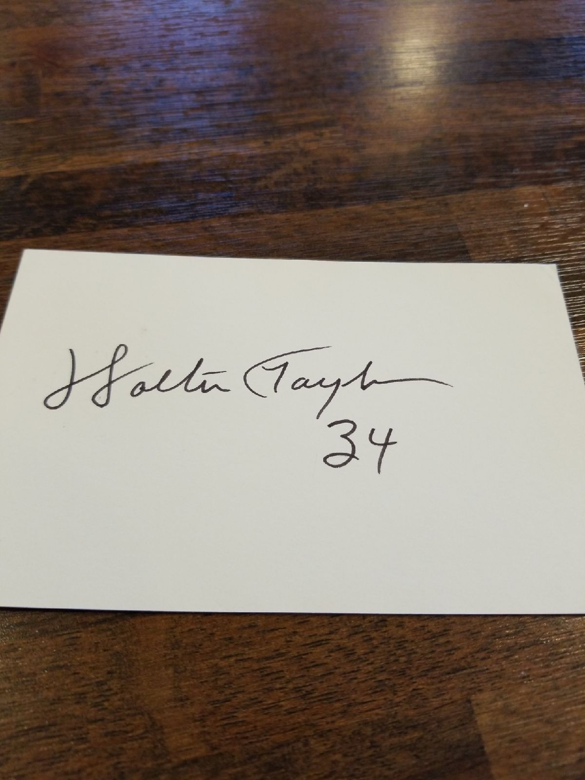 Walter Payto n hand signed index card