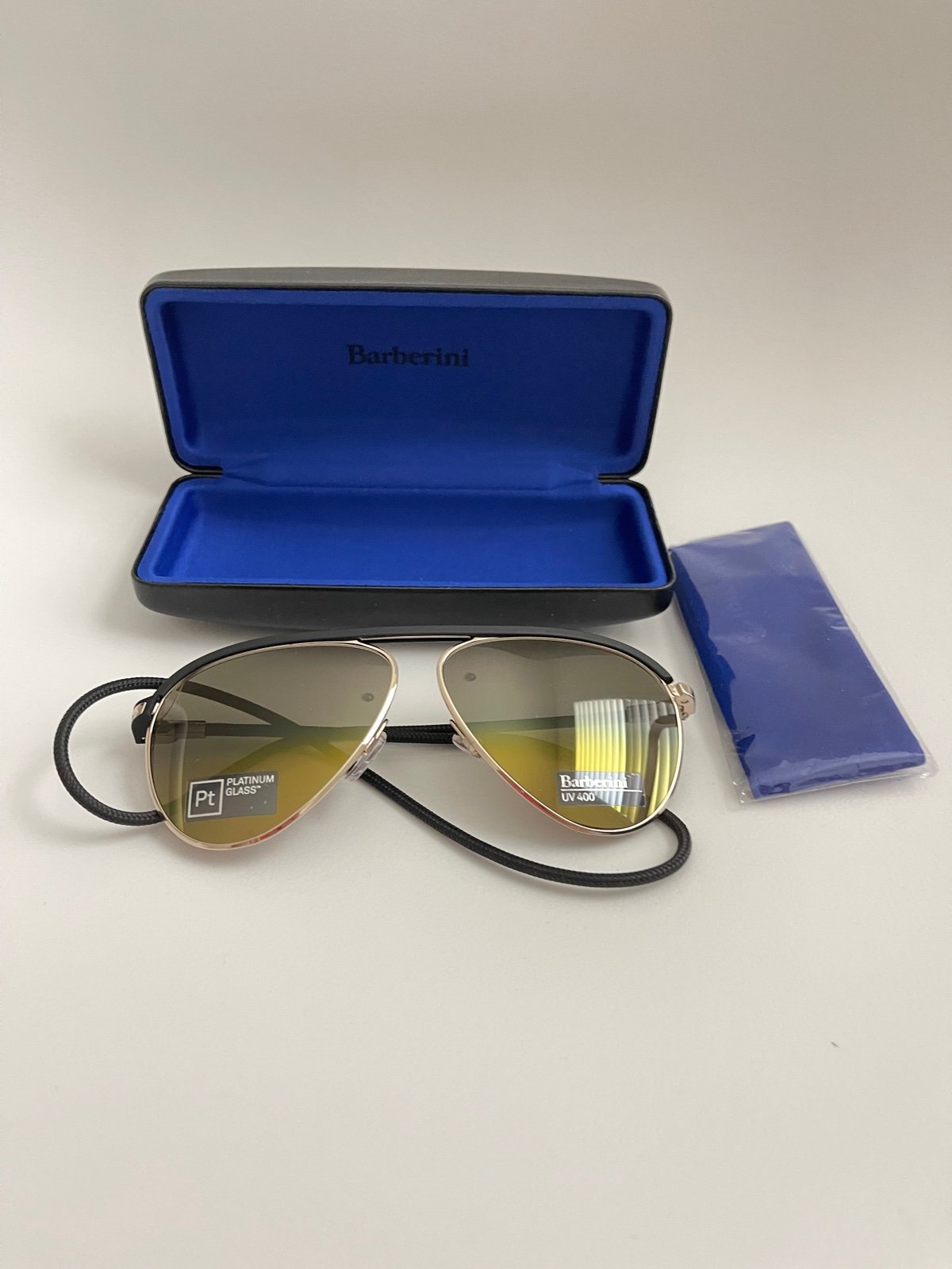 Barberini Sunglasses BR1608-07, black and gold Aviator, NEW