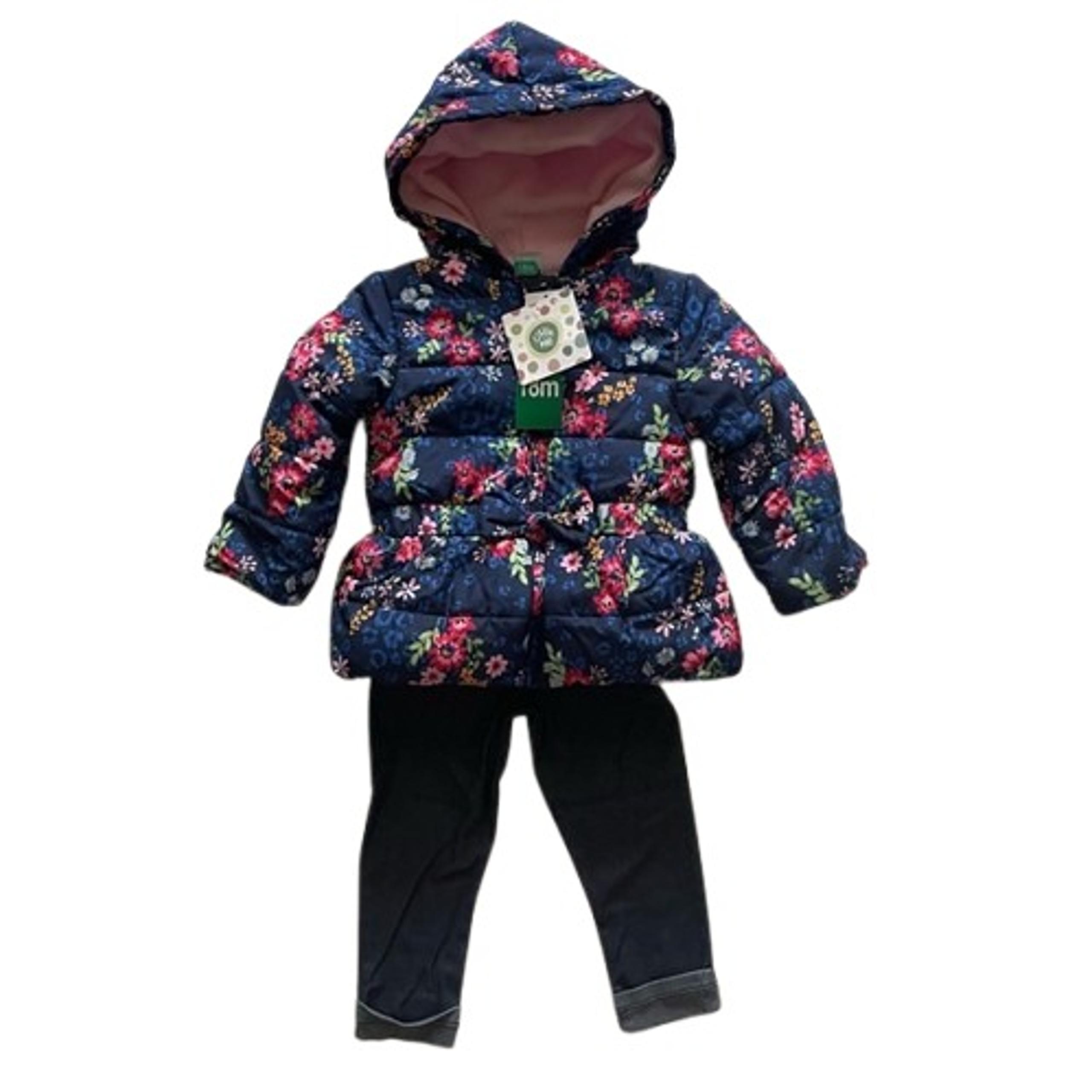 Little Me Girls 3-Piece Set Jacket Shirt Pant Size 18M Navy Pink Floral NWT