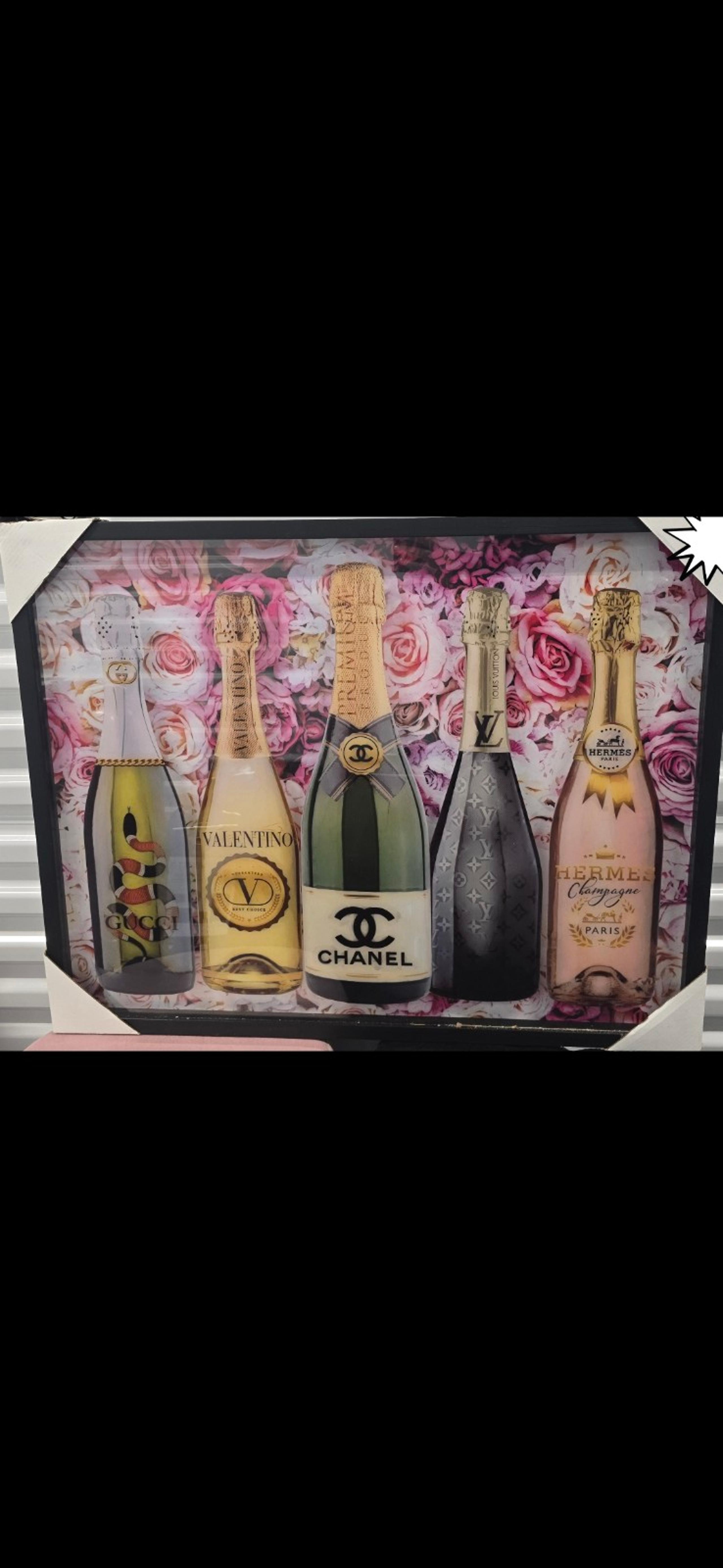 Luxury Designer Glass framed Drink Up Champagne Art