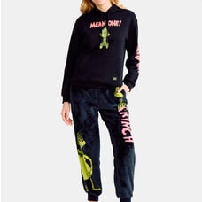 Dr. Seuss Women’s Grinch Pullover Fleece Hoodie and Joggers Set 2-Piece size Med