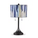 Stained Glass Drum Shade Blue Purple Table Lamp Accent Reading Tiffany Style
