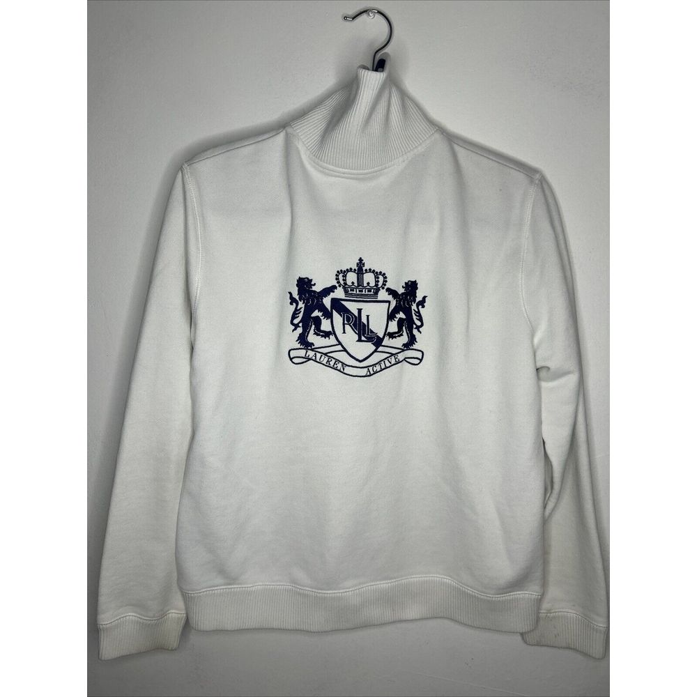 VINTAGE Polo Ralph Lauren 1/4 Zip Pullover Cream Sweater Mens Large Rare 90s