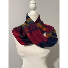 Holiday scarf 100% Cashmere red blue multicolor