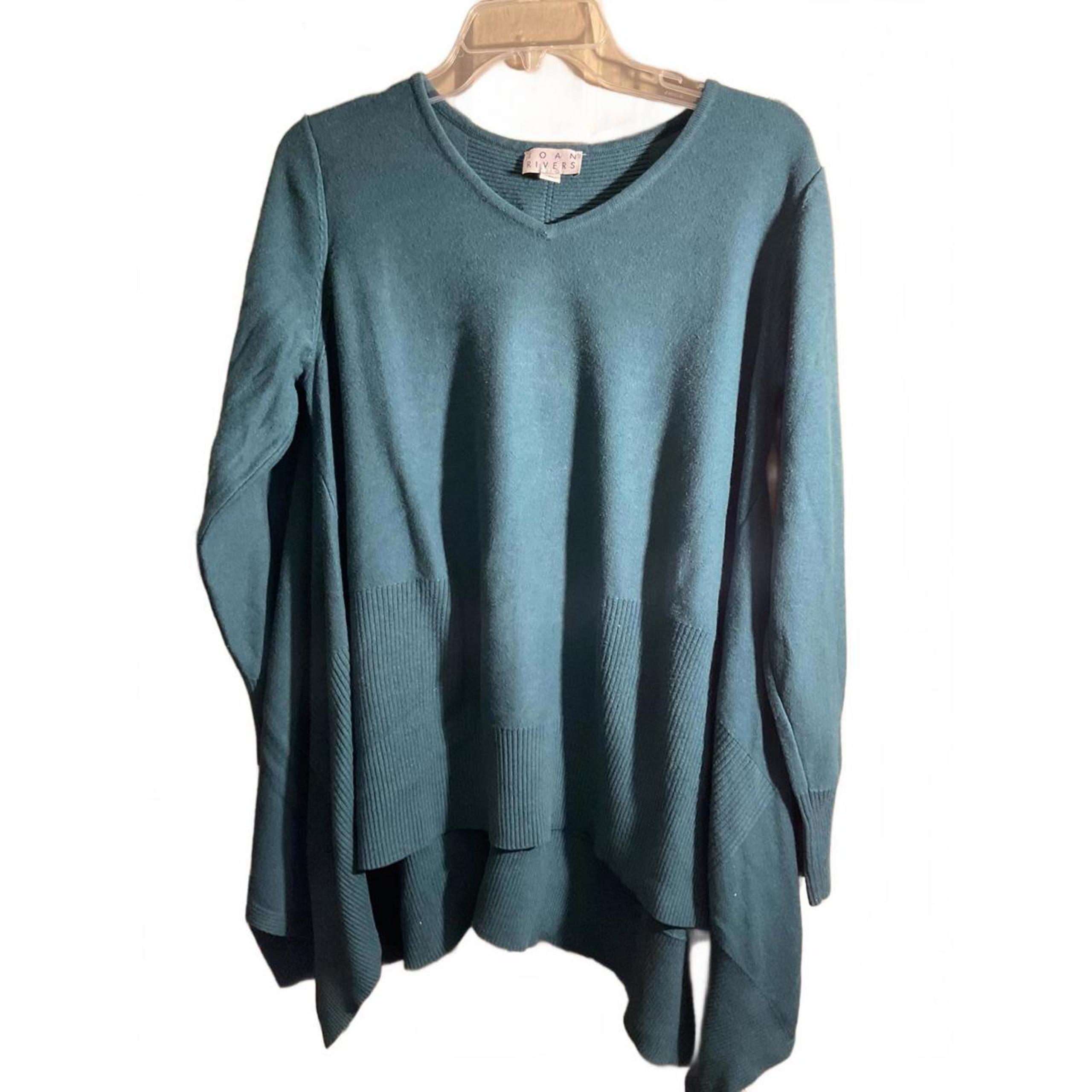 Joan Rivers  Oversized Turquoise V-Neck Sweater Tunic- Size L