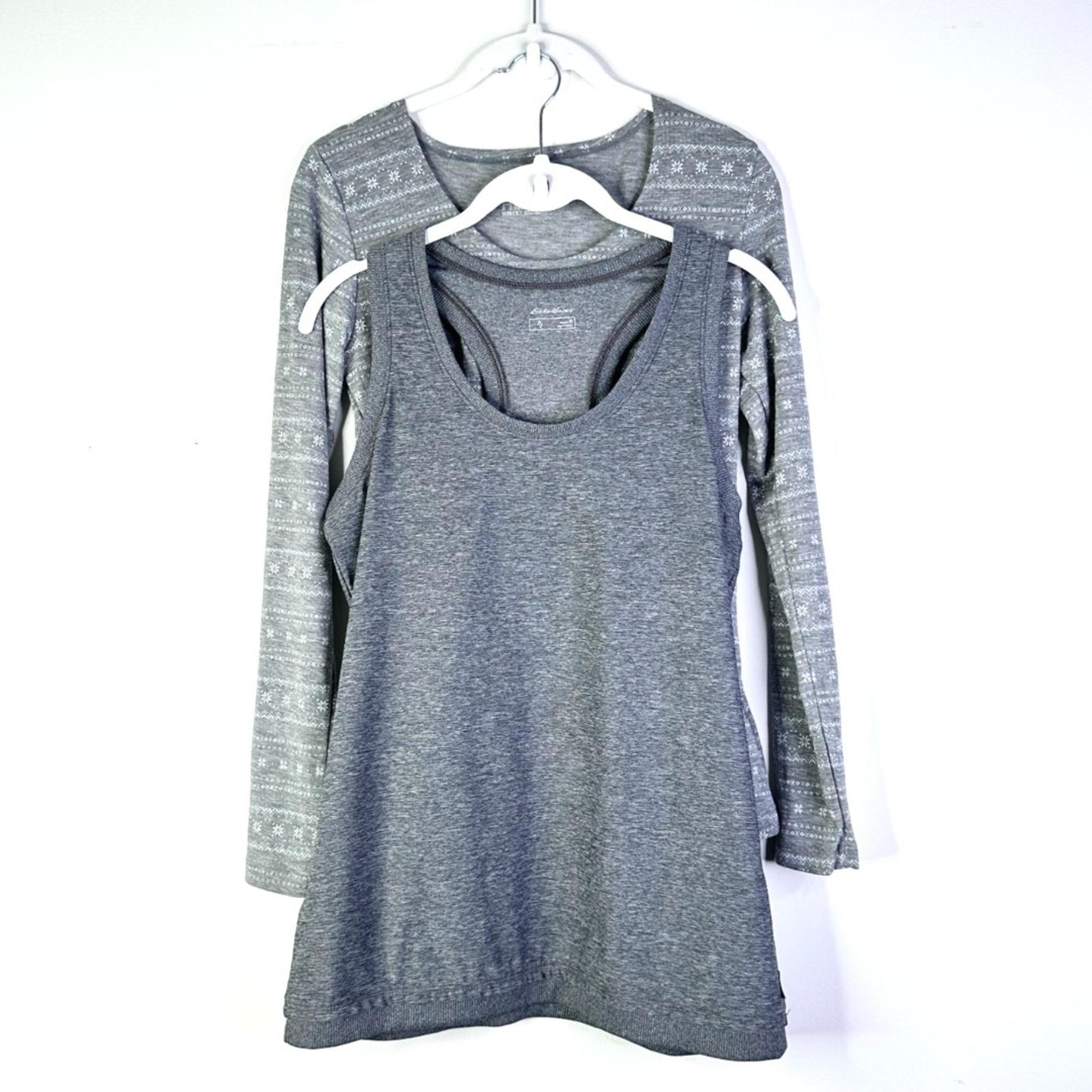 Eddie Bauer 32 Degree Top Women M Gray Lot of 2 Performance Racerback Athleisure