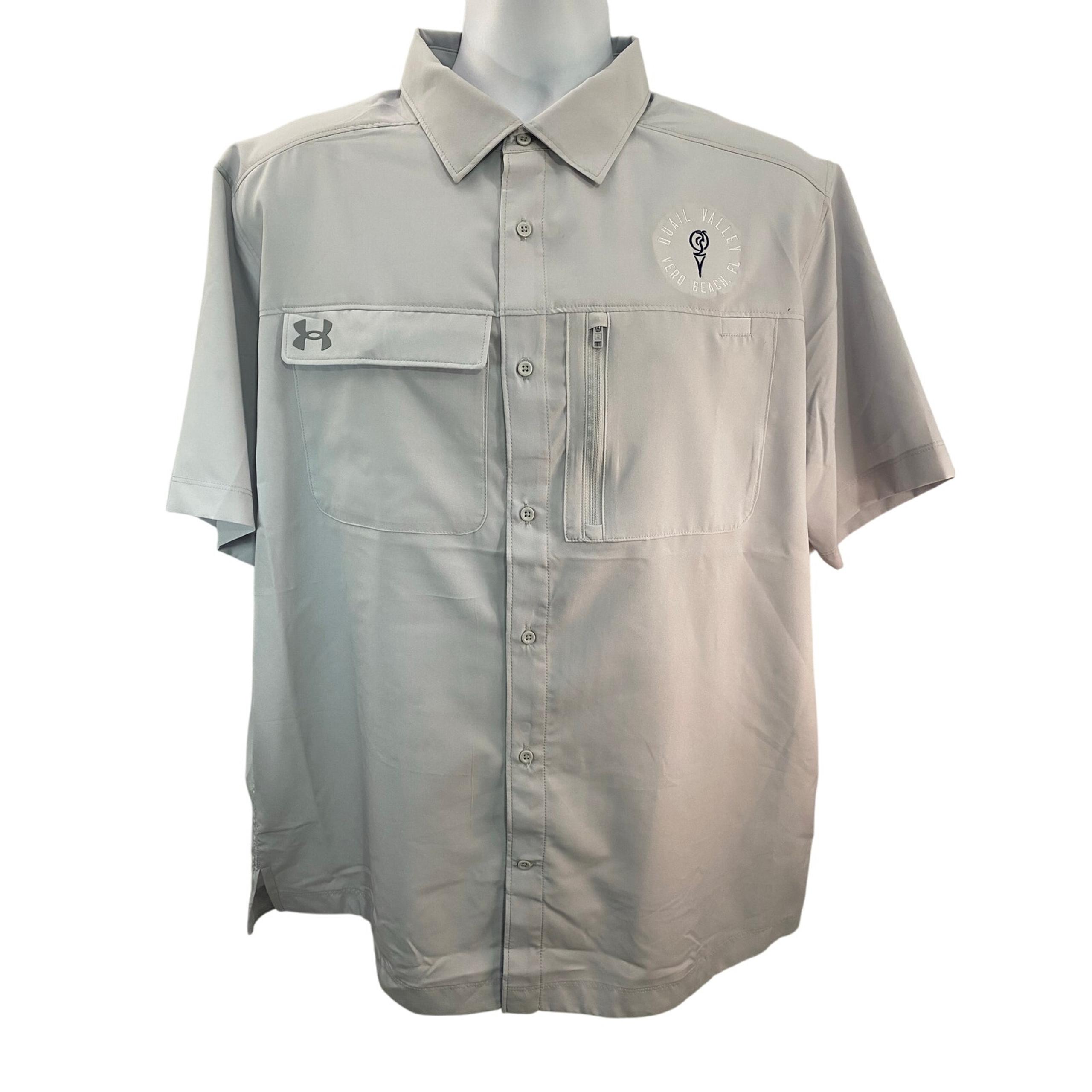 Under Armour Mens Large Gray  Button Up Shirt Quail Valley Vero Beach Florida